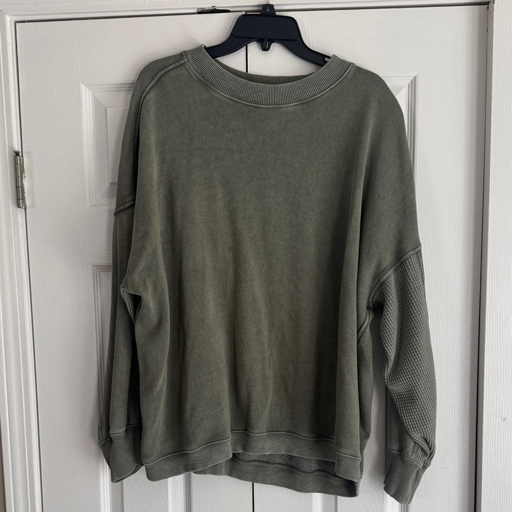 Aerie Olive Green Ribbed Pullover